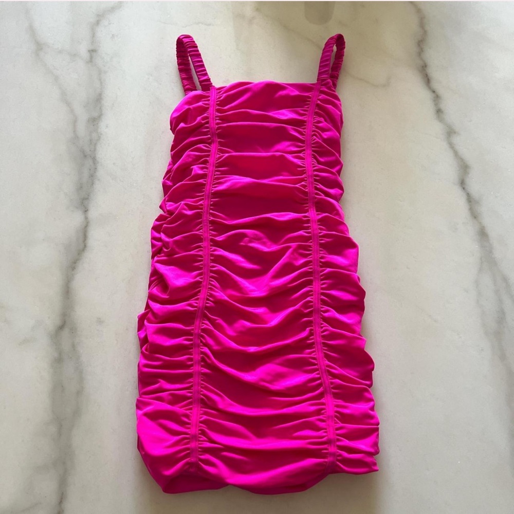 Katie J NYC Magenta Ruched Girls mini dress